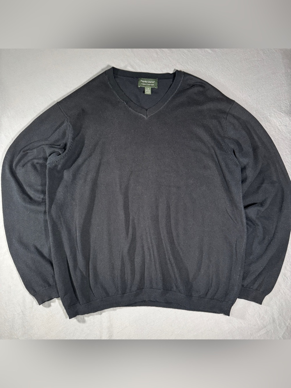 Pronto Uomo Mens Black Cotton Cashmere V Neck Sweater L